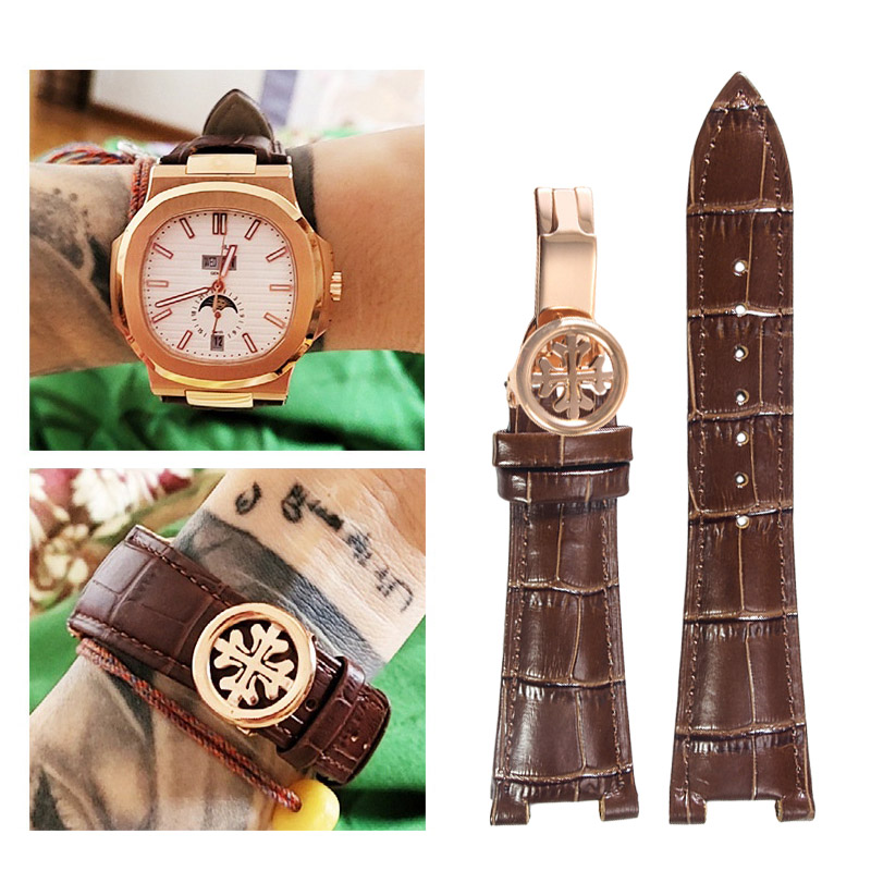 Patek Philippe Watch Nautilus - สายนาฬิกาหนังขนาด 25 มม. สำหรับนาฬิกา Patek Philippe