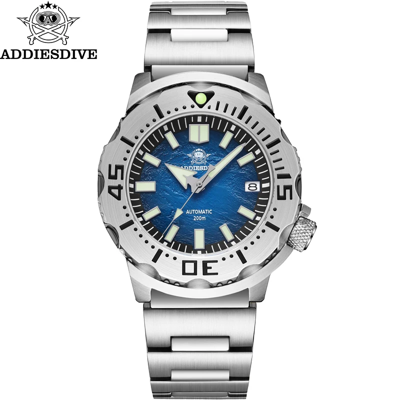 Seiko Watch 5 Sports - Addiesdive ใหม่แก้วแซฟไฟร์นาฬิกาอัตโนมัติกลไกนาฬิกาข้อมือสำหรับผู้ชายส่องสว่างกันน้ำ200เมตรเหล็กดำน้ำชุด42มม. นาฬิกาข้อมือ