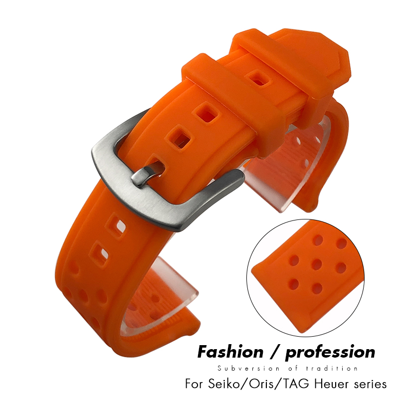 Seiko Watch 5 Sports - สายนาฬิกาซิลิโคนยางนุ่ม 20 มม. 21 มม. 22