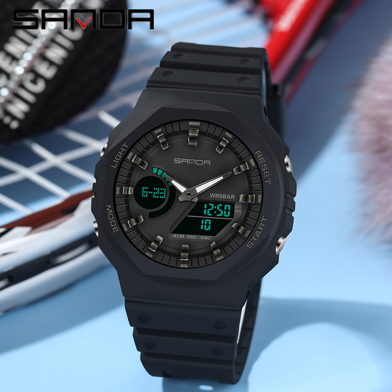 Seiko Watch 5 Sports - Sandaสุดหรูผู้ชายควอตซ์นาฬิกากันน้ําผู้ชายทหารกีฬานาฬิกาRelógio MasculinoจอแสดงผลแบบDual LEDนาฬิกาข้อมือดิจิตอล