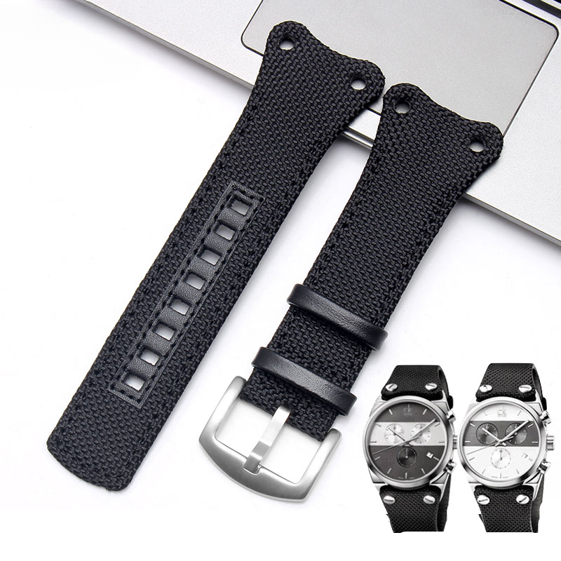 Canvas Strap Watch - CK สายนาฬิกาข้อมือผ้าใบไนลอนกันการแพ้กันน้ำของผู้ชายสายรัดแทนที่ของแท้สำหรับ K4b384b3 K4b371b6 K4b371b3