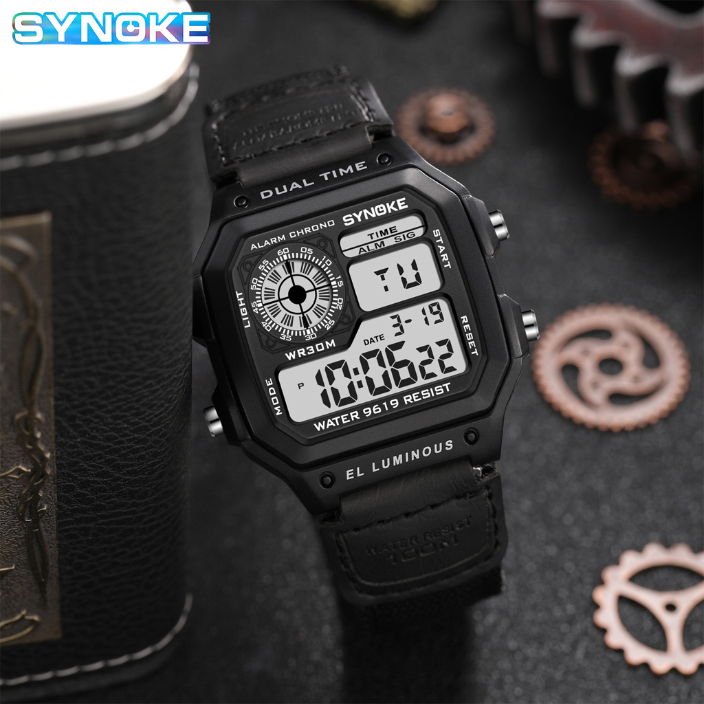 Synoke กลางแจ้งทหารนาฬิกาดิจิต - Canvas Strap Watch บทวิจารณ์และราคา