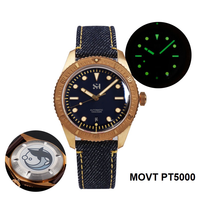 นาฬิกาผู้ชายสีบรอนซ์42มม. นาฬิ - Canvas Strap Watch บทวิจารณ์และราคา