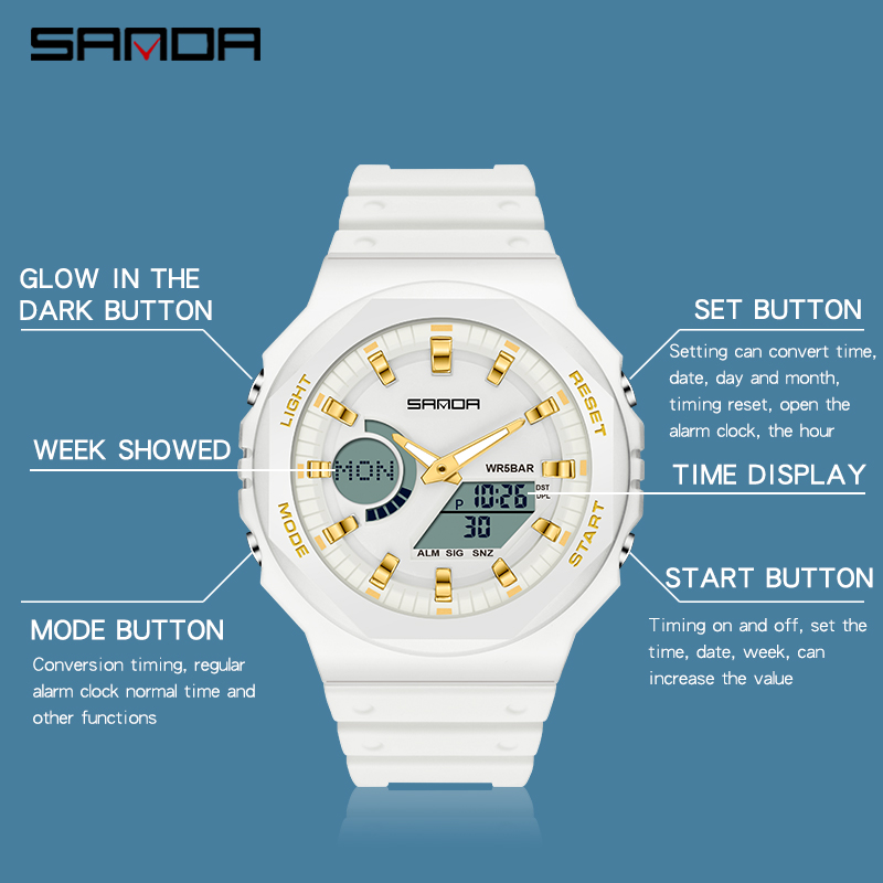 Sandaสุดหรูผู้ชายควอตซ์นาฬิกาก - Seiko Watch 5 Sports บทวิจารณ์และราคา